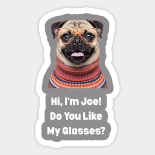 Hi, I am Joe! Do You Like My Glasses? Sticker